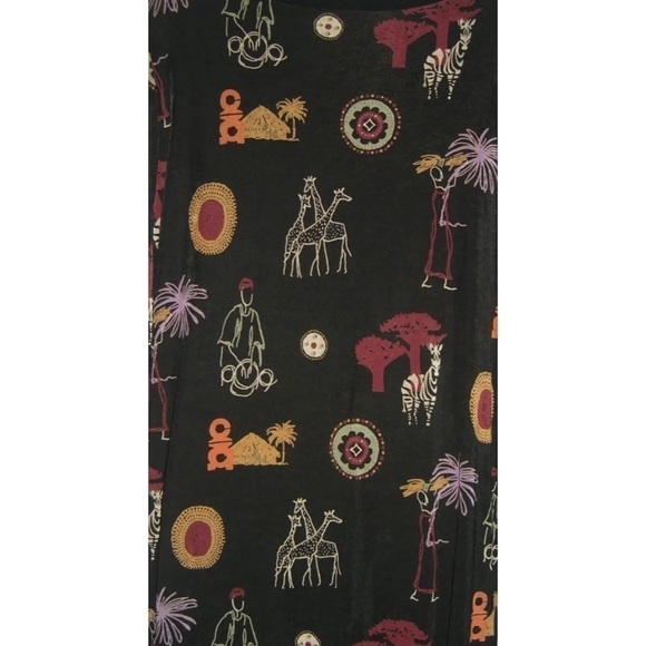 Vintage Top Slinky Brand African Safari Blouse Black USA Made Animal Soft Sz M - Picture 5 of 8